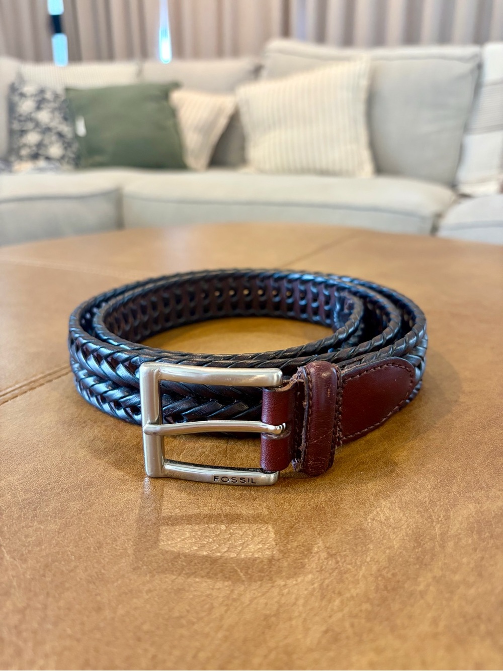 Fossil Men’s Braided Leather Belt - Brown & Dark Brown